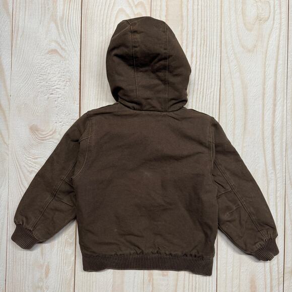 Carhartt Kids Duck Canvas XXS 4-5 Brown Hooded Quilted Insulated Winter Jacket - Picture 2 of 8